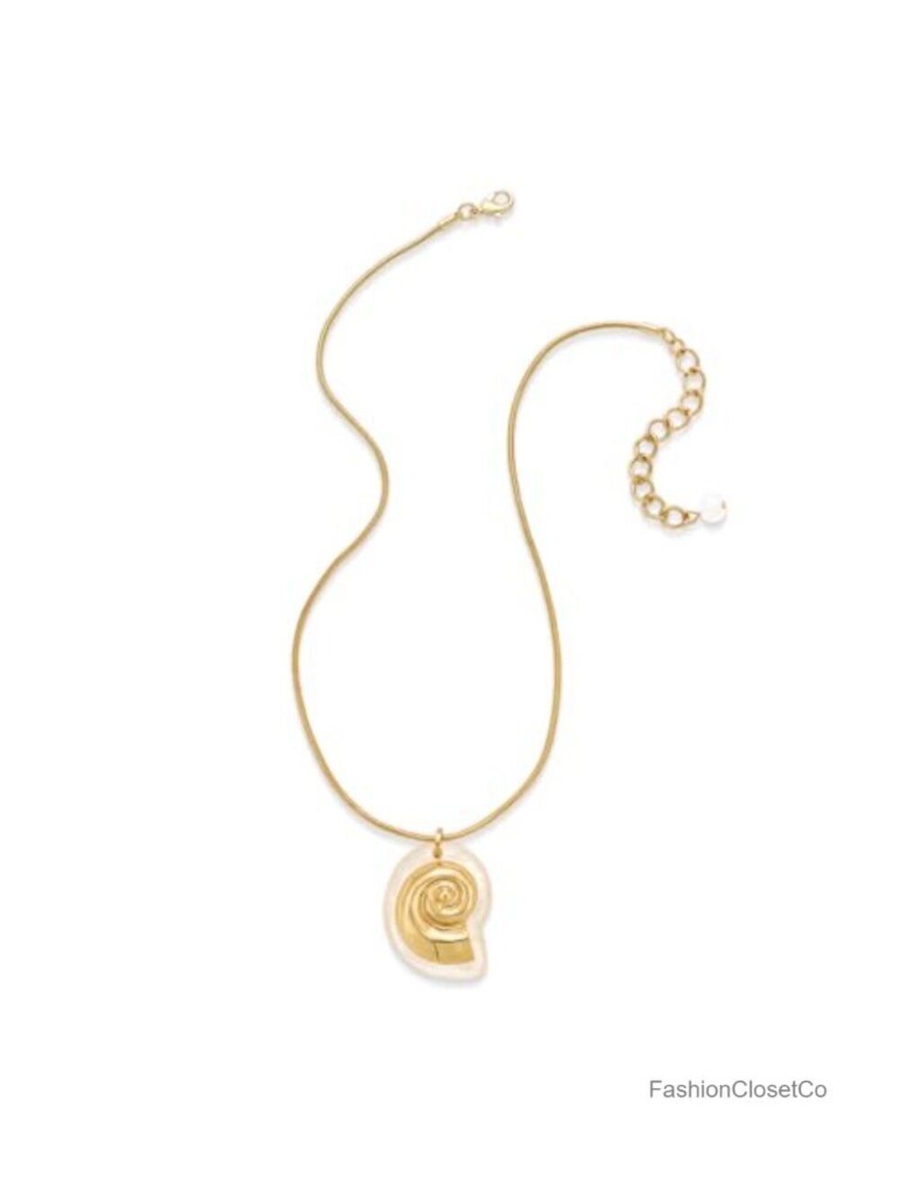 Gold Statement Seashell Pendant Necklace Beach Summer Shell Jewelry